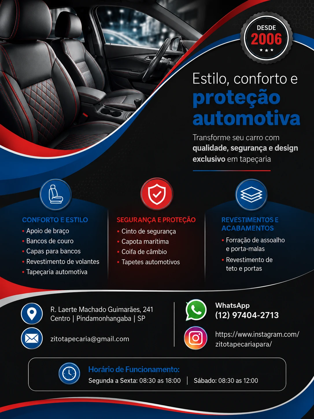 Zito Tapeçaria para Autos - estilo, conforto e proteção automotiva em Pindamonhangaba/SP